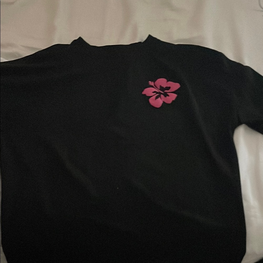Black Sweatshirt with Pink Floral Design
